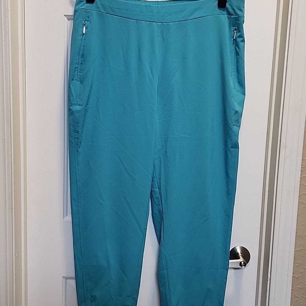 CHICO'S Women's Size Teal Zip Capri Pants Lightweight sz 2.5(Lg)